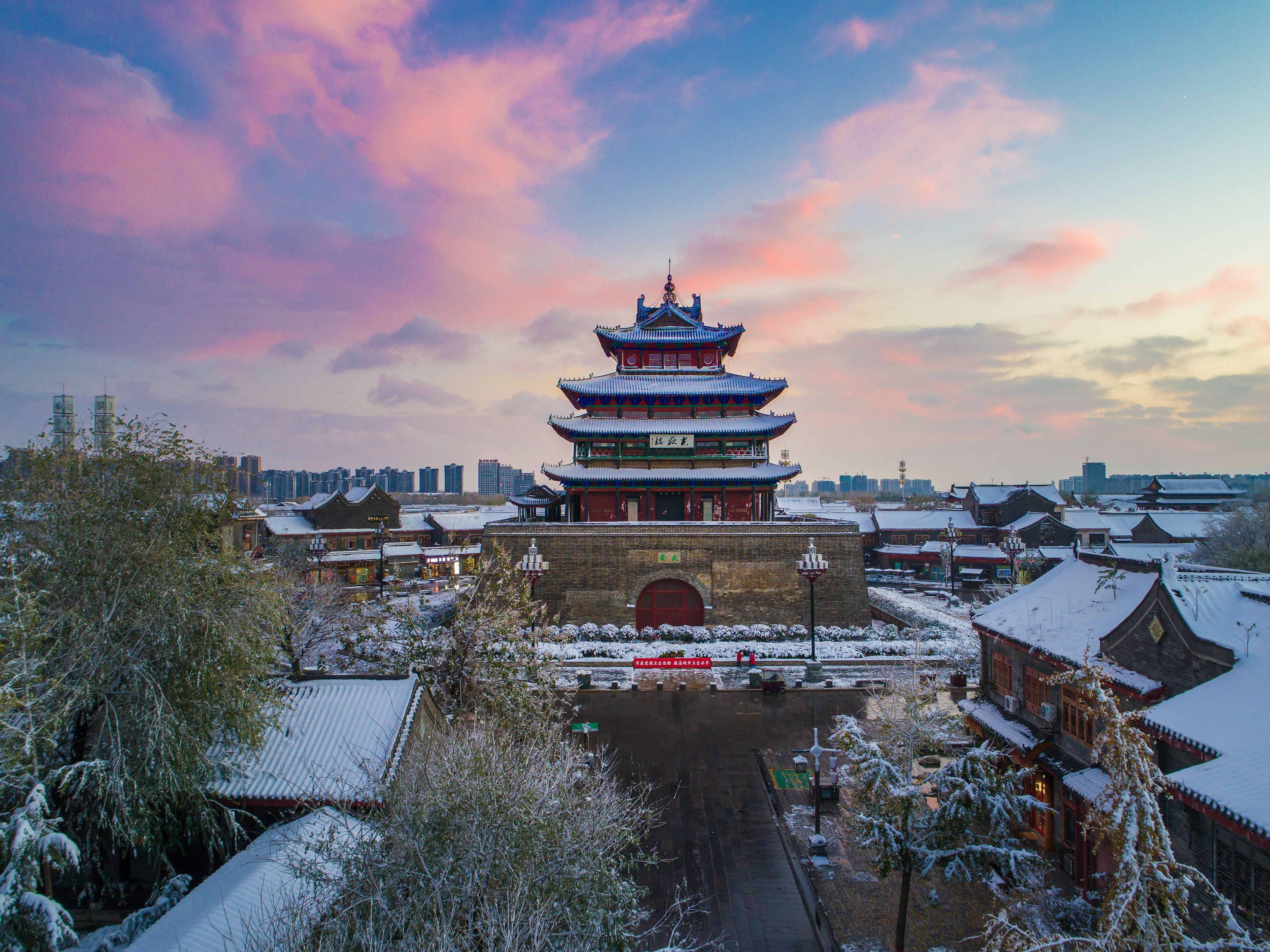 冬季光岳楼雪景全景